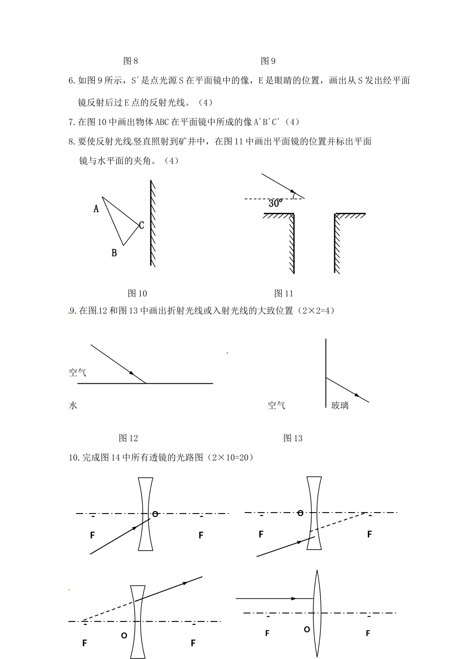 九年级物理(光现象)综合测试卷新人教版试卷_第2页