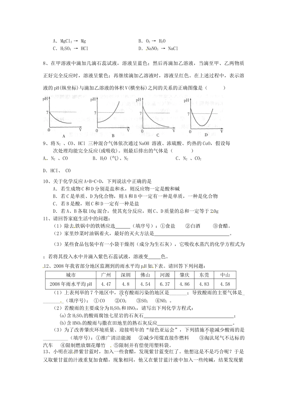 九年级化学小测验(6)试卷_第2页