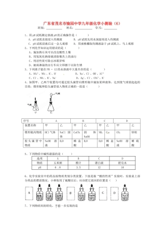 九年级化学小测验(6)试卷