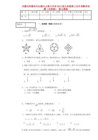九年级数学第三次月考试卷 新人教版试卷