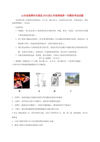 山东省淄博市沂源县九年级物理第一次模拟考试试卷