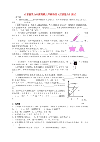 九年级物理(压强浮力)测试试卷