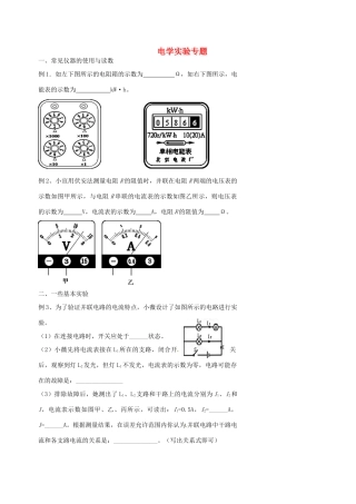 中考物理冲刺复习 电学实验专题试卷