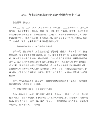 2023年招商局副局长述职述廉报告锦集五篇