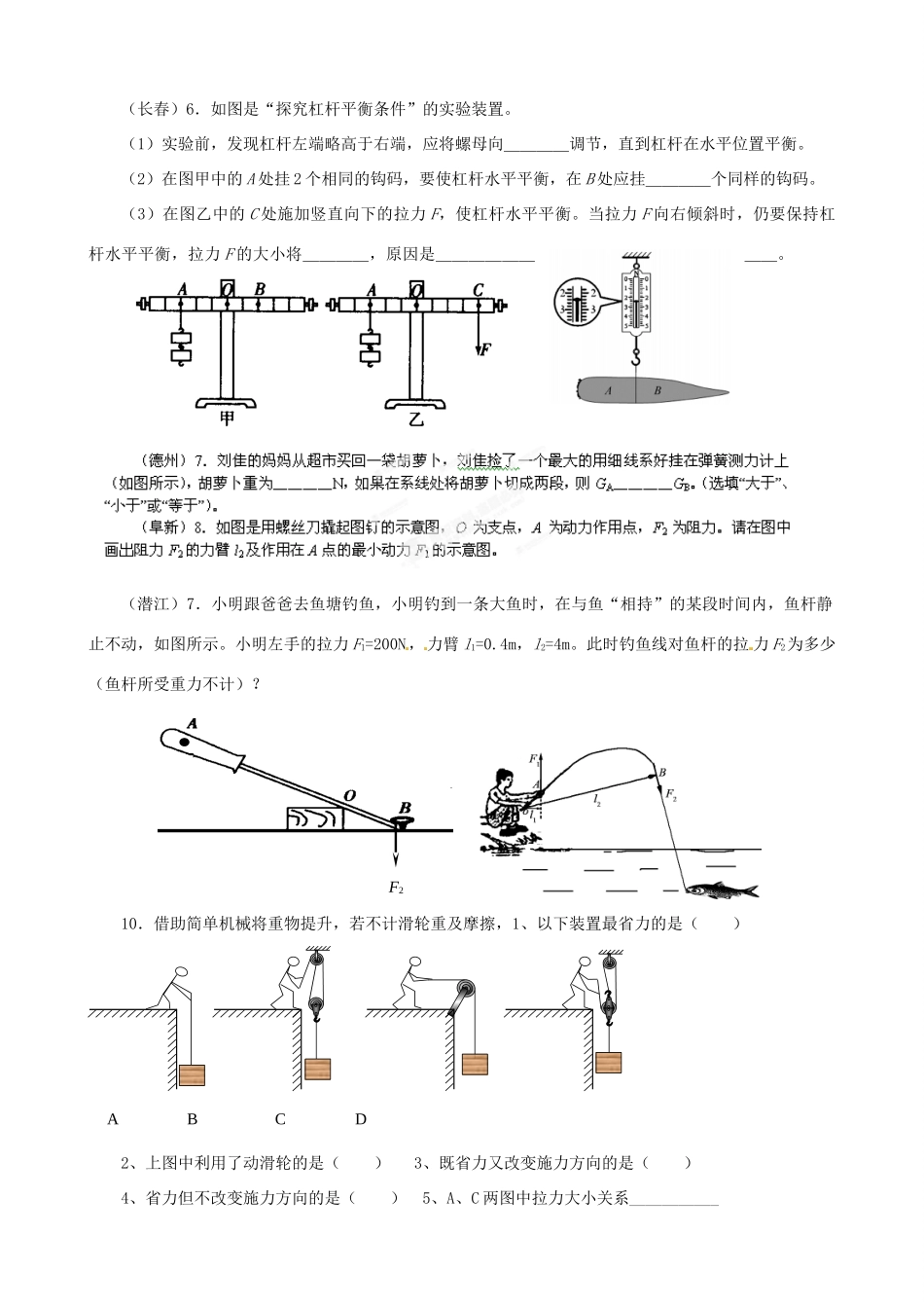 九年级物理上册 第11章 简单机械复习试卷 苏科版试卷_第2页