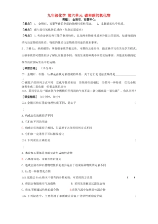 九年级化学 第六单元 碳和碳的氧化物 新课标 人教版试卷