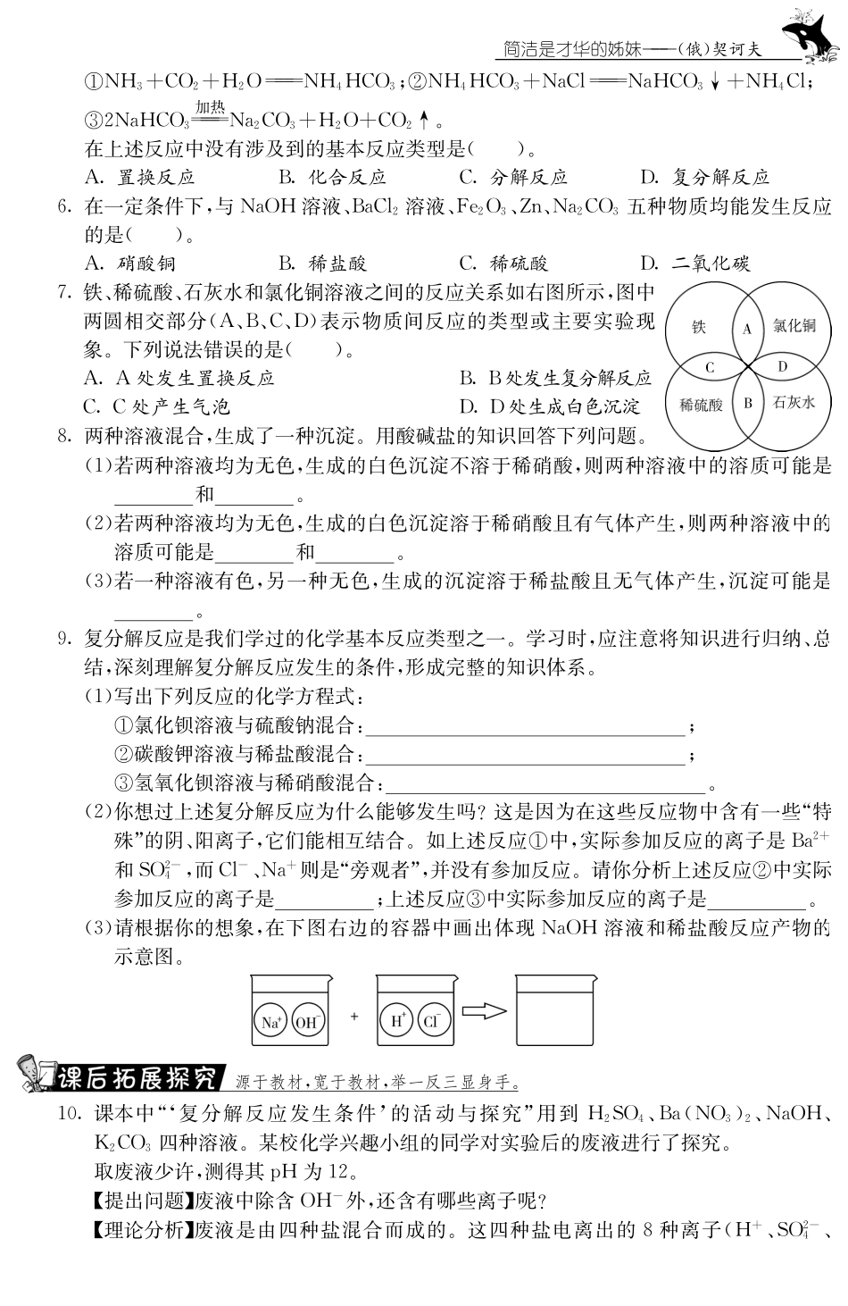 九年级化学下册 111 生活中常见的盐第3课时测试卷(pdf) 新人教版试卷_第2页