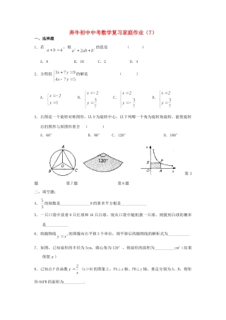 初中中考数学复习家庭作业7(无答案) 试题