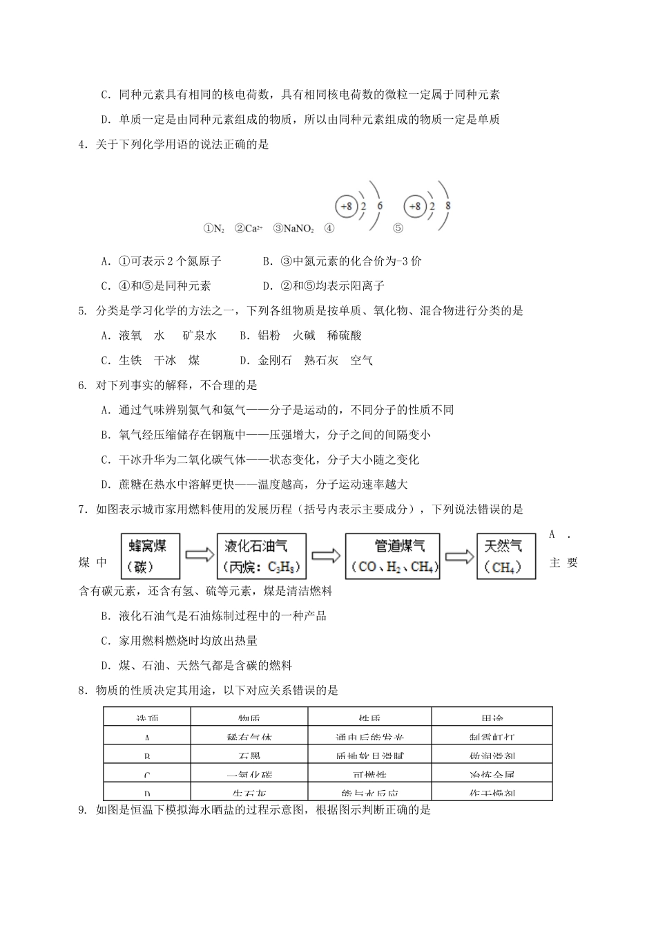 山东省淄博市周村区九年级化学第一次模拟考试试卷_第2页