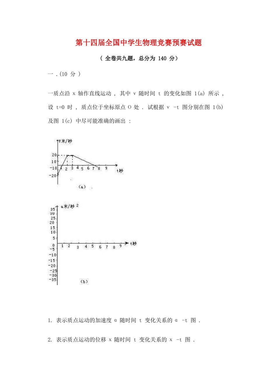 初中物理竞赛预赛试题 试题_第1页