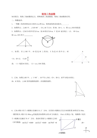 九年级数学下册 第7章 锐角三角函数单元综合复习(新版)苏科版试卷