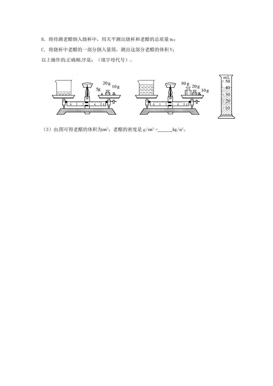 中考物理专题复习 专题七 测定物体的质量和物质的密度试卷_第2页