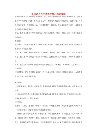 中考语文复习指导策略 最后两个月中考作文复习指导策略试卷
