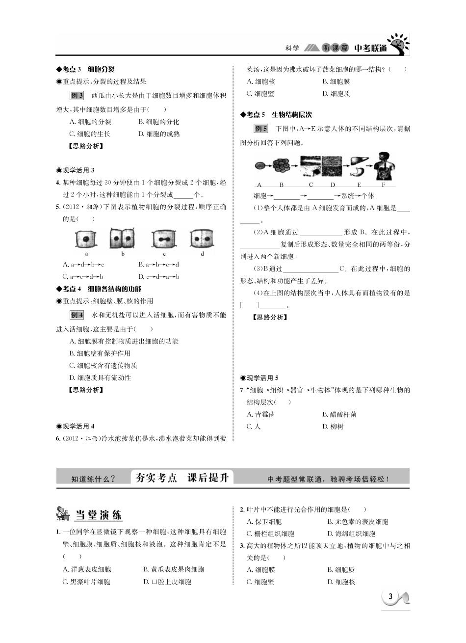 中考科学 听课篇1(pdf) 浙教版试卷_第3页