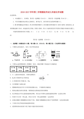 九年级化学下学期摸底考试试卷试卷