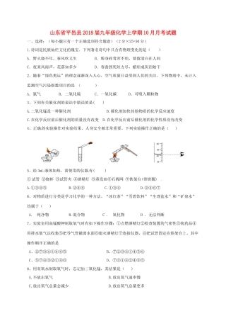 山东省平邑县九年级化学上学期10月月考试卷 新人教版试卷