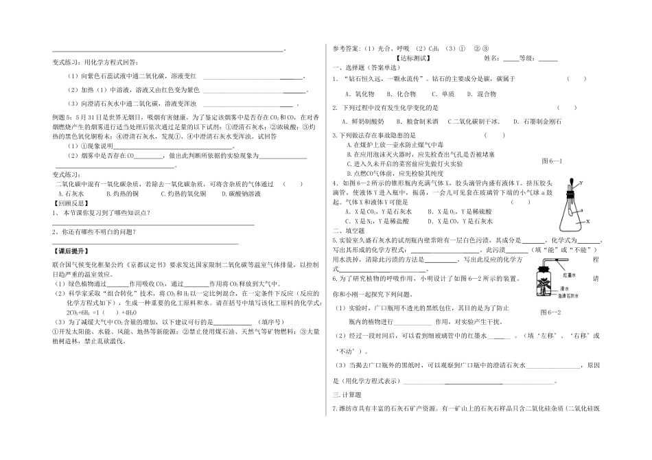 九年级化学 第六单元(碳和碳的氧化物)复习检测人教新课标版试卷_第3页