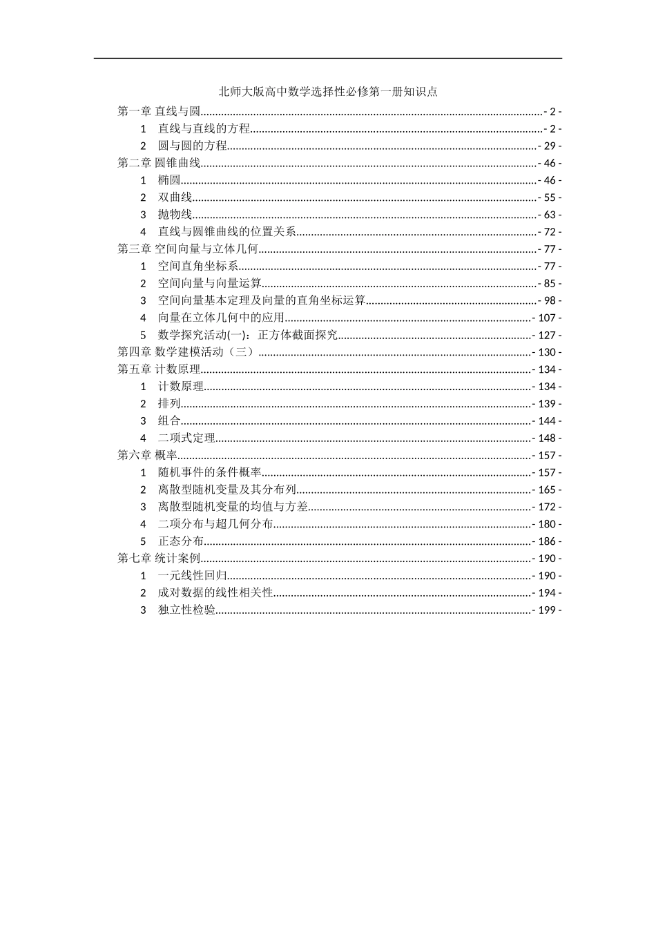 新教材北师大版高中数学选择性必修第一册全册各章节知识点考点重点难点解题规律归纳总结_第1页