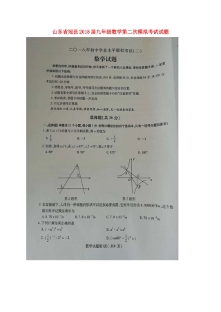 山东省冠县九年级数学第二次模拟考试试卷试卷