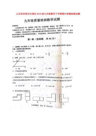 九年级数学下学期期中质量检测试卷试卷