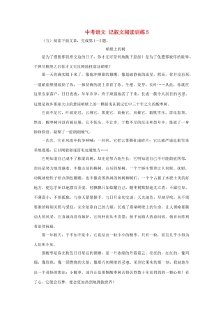 中考语文 记叙文阅读训练5试卷