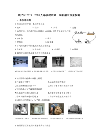 九年级物理上学期期末质量检测试卷(pdf)试卷