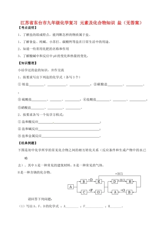 九年级化学复习 元素及化合物知识 盐试卷