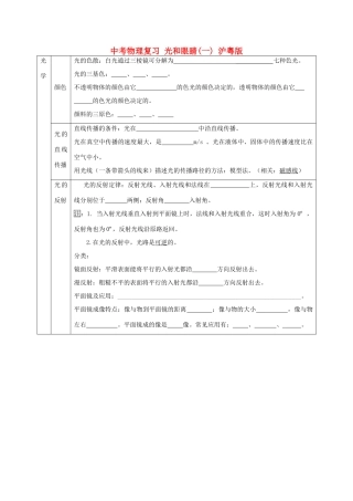中考物理复习 光和眼睛一 沪粤版试卷