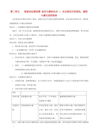 九年级政治 第二单元(财富论坛)知识汇总 教科版试卷