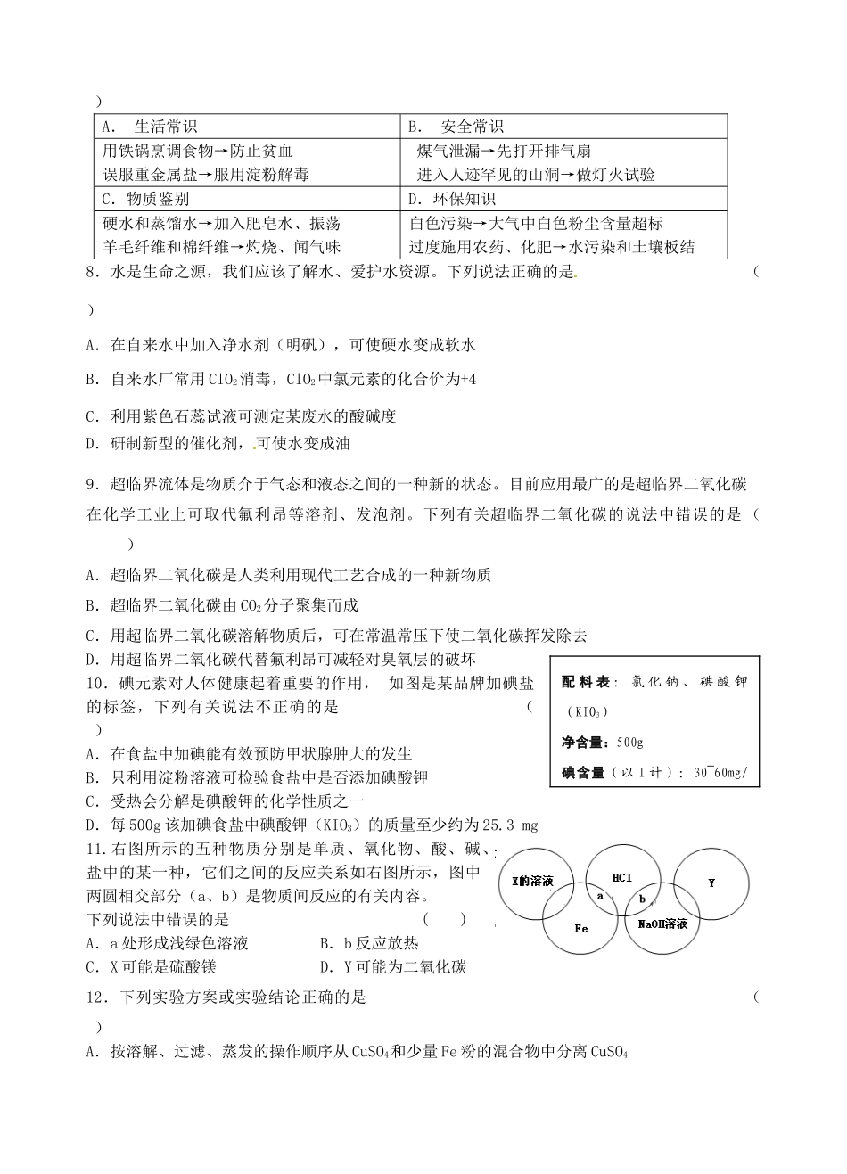 中考化学二模试卷试卷_第2页