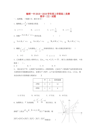 吉林省榆树一中 高二数学上学期竞赛试卷 文试卷
