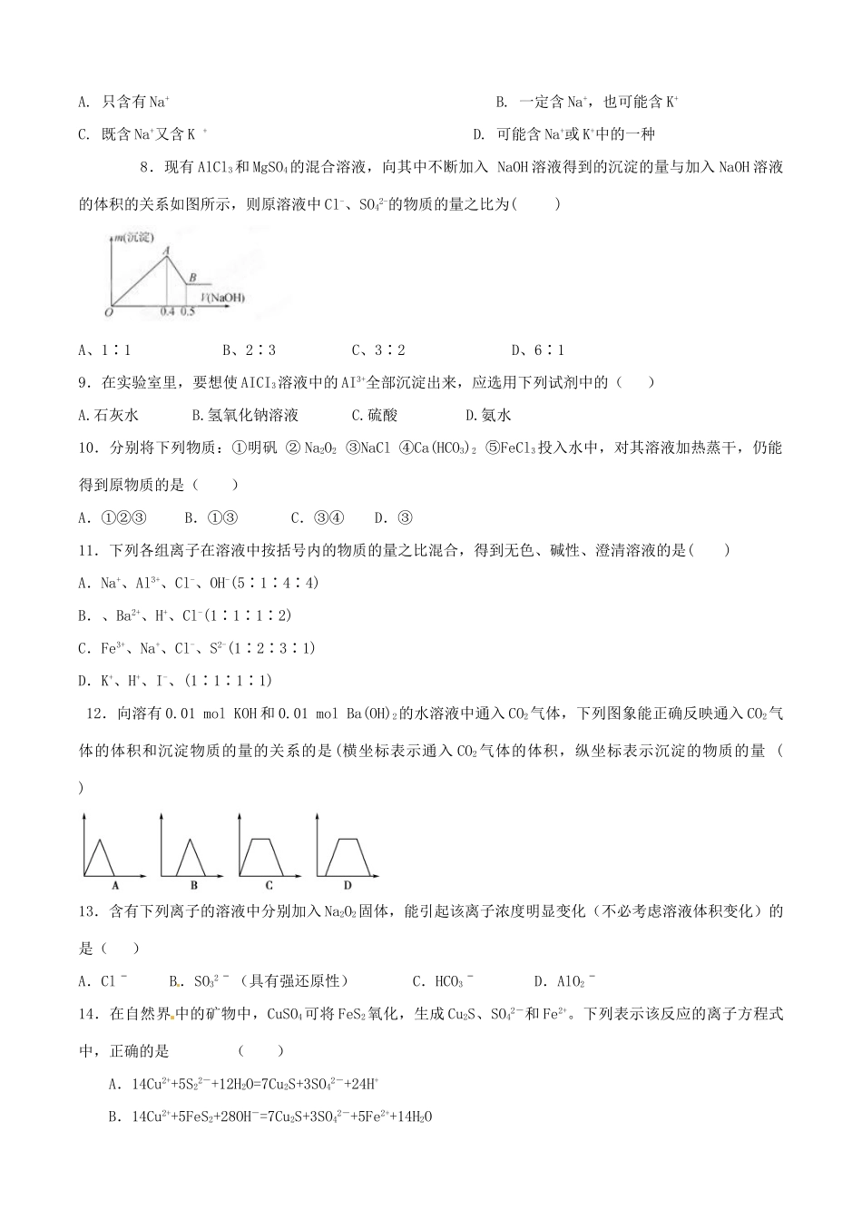 九年级化学上册专题测试之离子反应 人教新课标版试卷_第2页