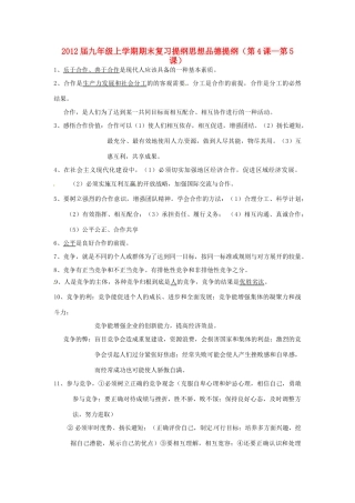 九年级政治上册 第4课—第5课期末复习提纲 鲁教版试卷