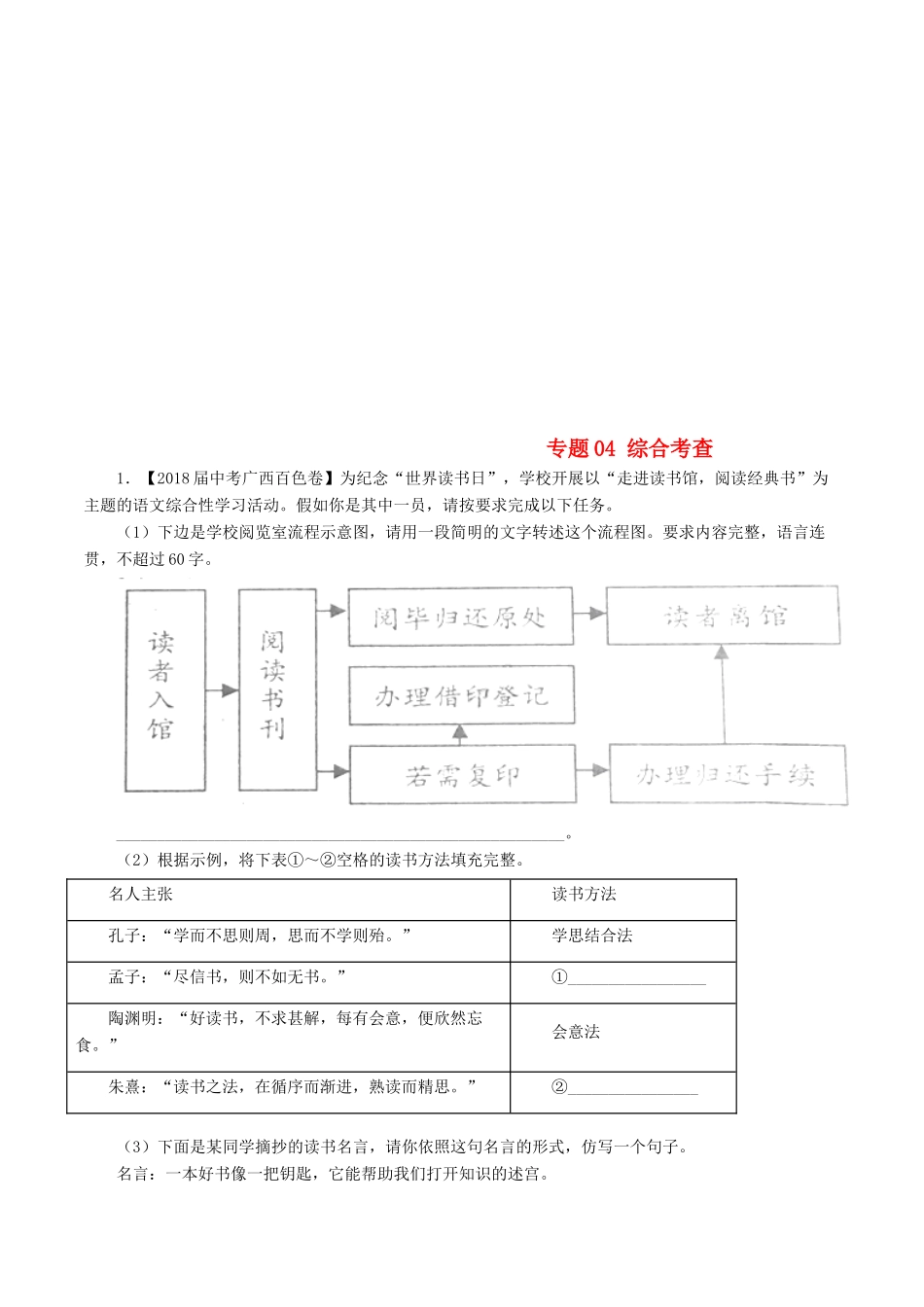 中考语文试卷分项版解析汇编(第04期)专题04 综合考查试卷_第1页