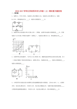 九年级物理上学期期末复习提优卷(欧姆定律)试卷
