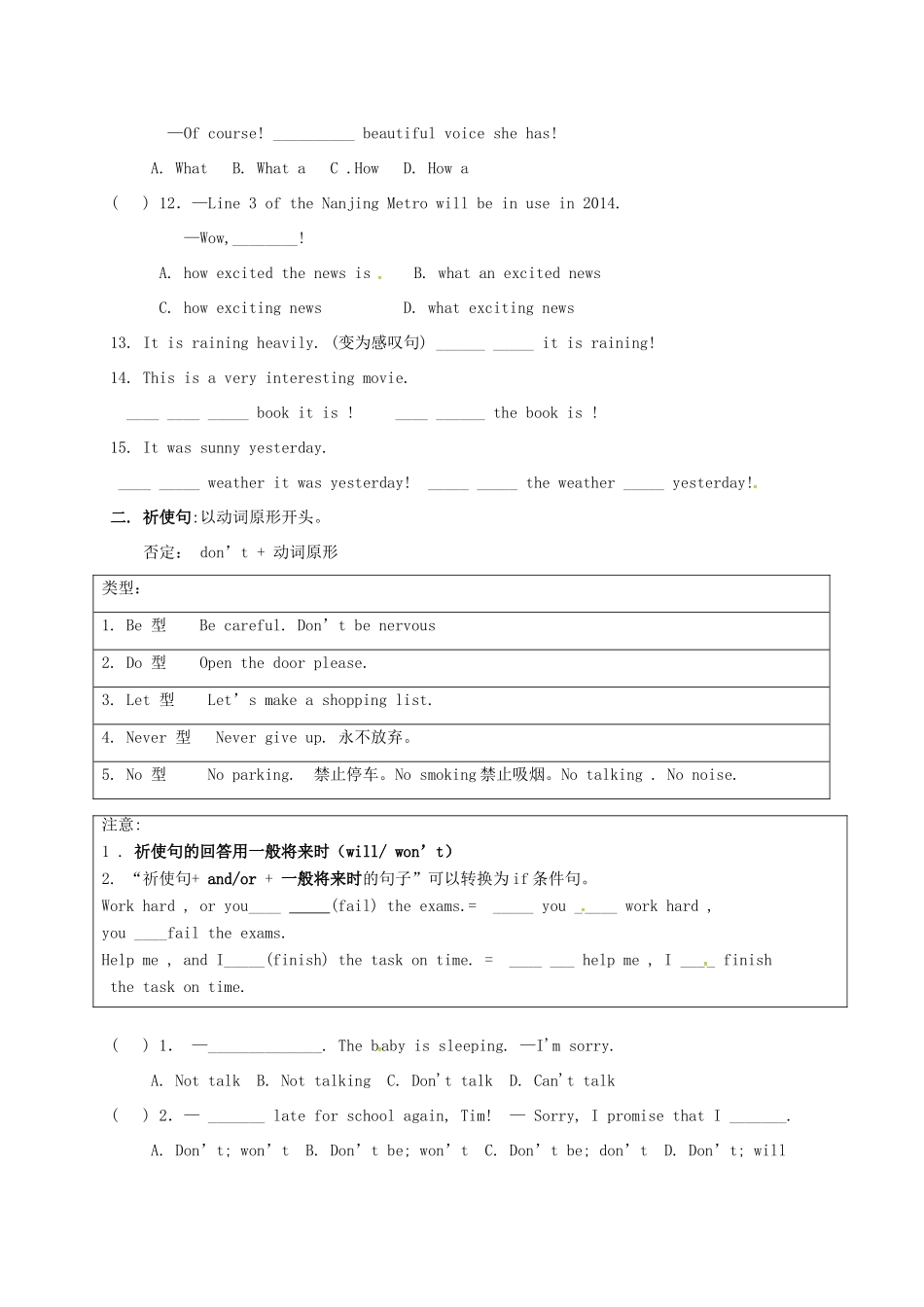 中考英语专题复习 13 简单句试卷_第2页