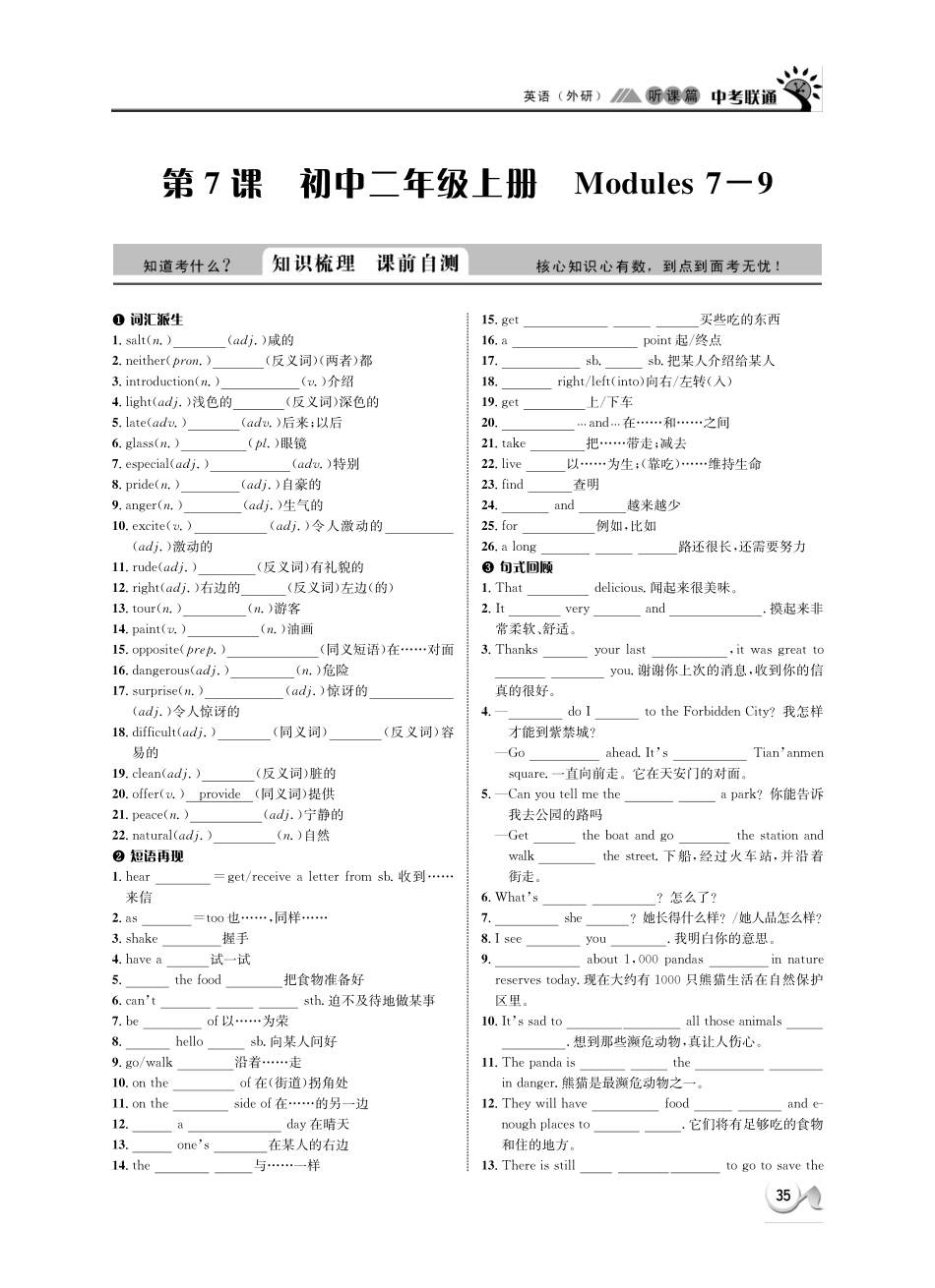 中考英语 听课篇7(pdf) 外研版试卷_第1页