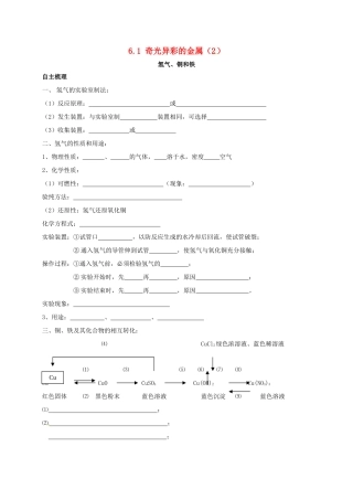 九年级化学下册 61 奇光异彩的金属(2)校本作业(新版)沪教版试卷