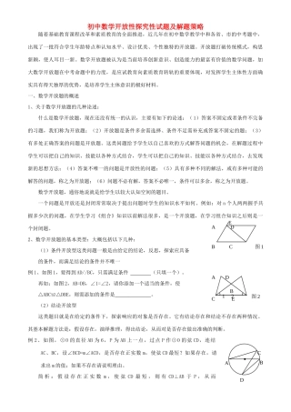 九年级数学下册 开放性探究性试卷及解题策略素材 人教新课标版 素材