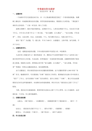 中考语文作文讲评试卷