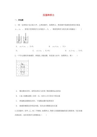 中考物理总复习 压强和浮力专项训练试卷