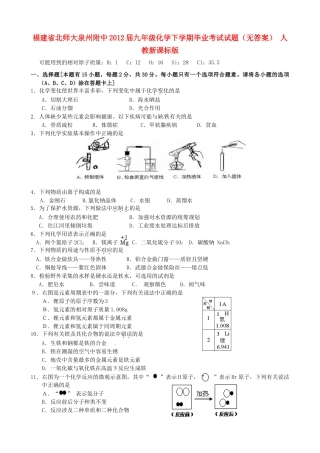 九年级化学下学期毕业考试试卷 人教新课标版试卷