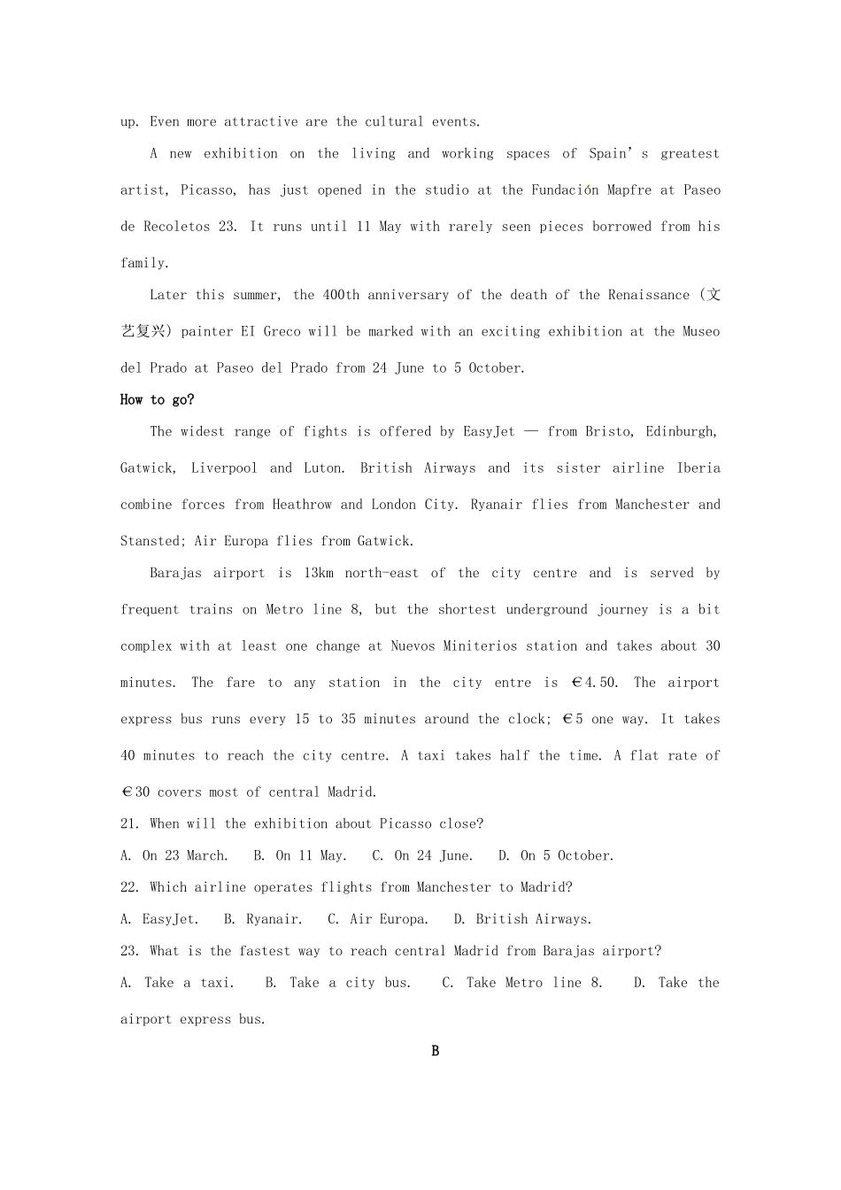 高三英语上学期第五次月考试卷_第3页