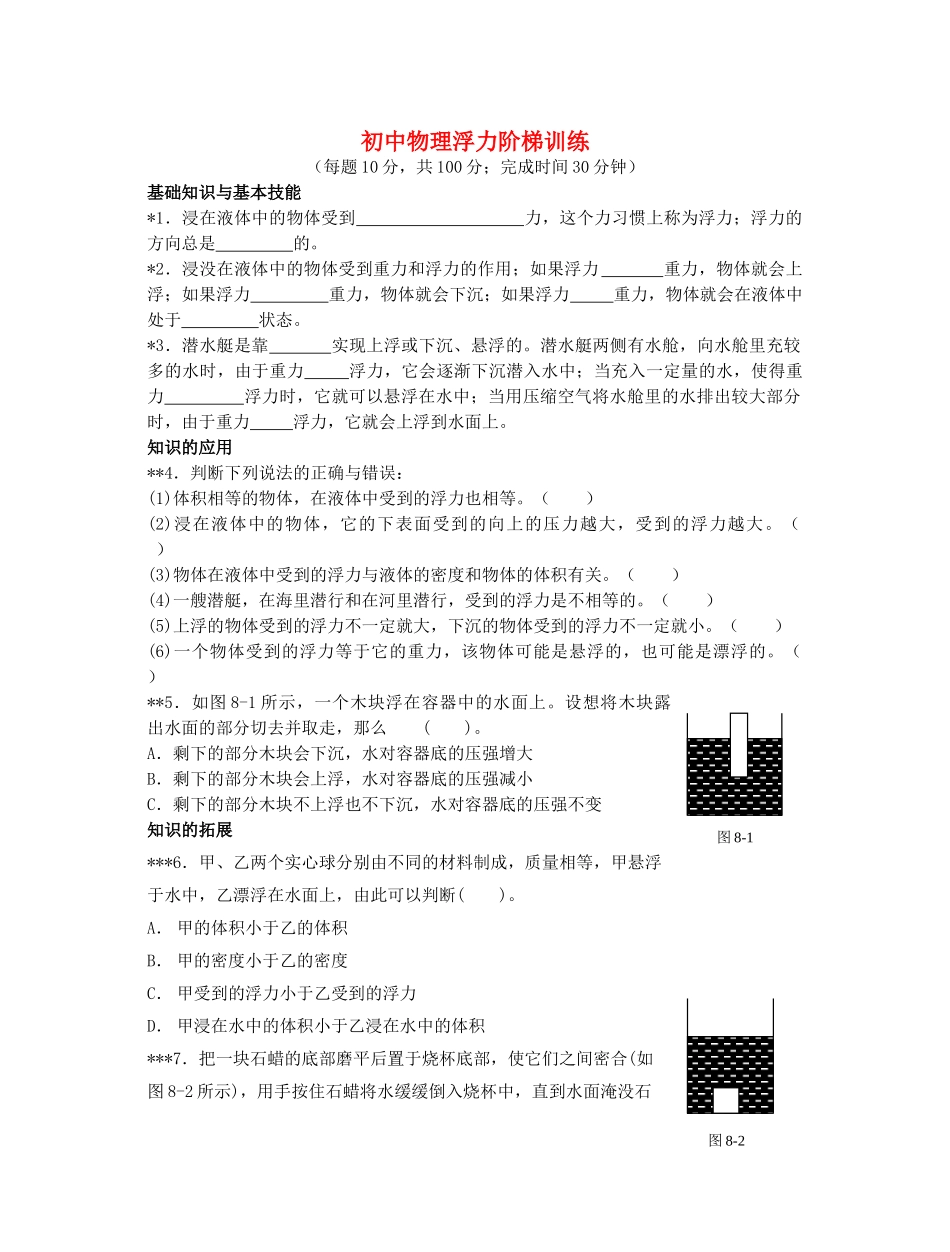 初中物理浮力阶梯训练 试题_第1页