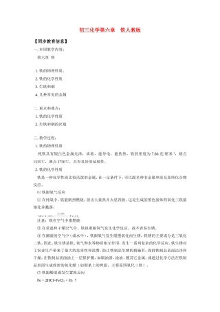 九年级化学第六章  铁人教版知识精讲试卷