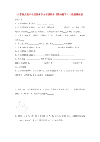 九年级数学(圆的)复习 人教新课标版试卷