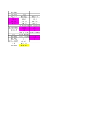注塑件(-塑胶件)成本核算【自动计算】