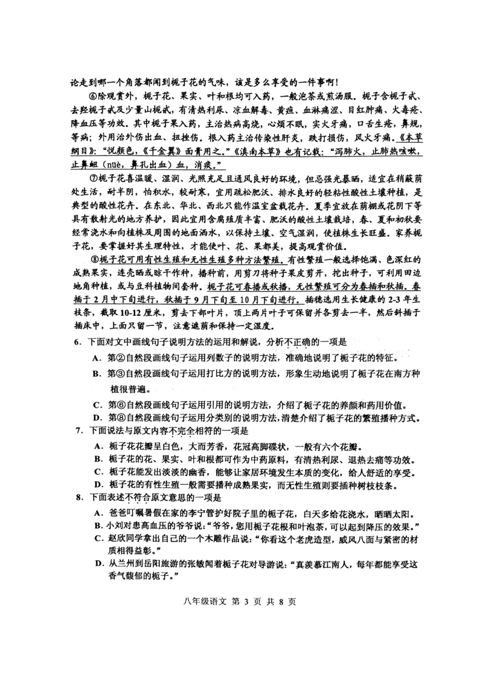 天津市红桥区 八年级语文上学期期末考试试卷_第3页