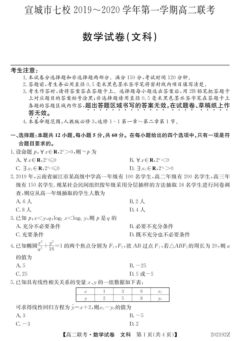 安徽省宣城市七校(郎溪、旌德、广德、泾县、绩溪、宣城二中等)高二数学上学期期中联考试卷 文(PDF) 安徽省宣城市七校(郎溪、旌德、广德、泾县、绩溪、宣城二中等)高二数学上学期期中联考试卷 文(PDF) 安徽省宣城市七校(郎溪、旌德、广德、泾县、绩溪、宣城二中等)高二数学上学期期中联考试卷 文(PDF)_第1页
