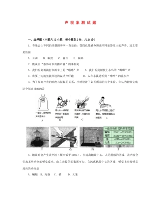 中考物理专题复习 声现象测试卷 试卷